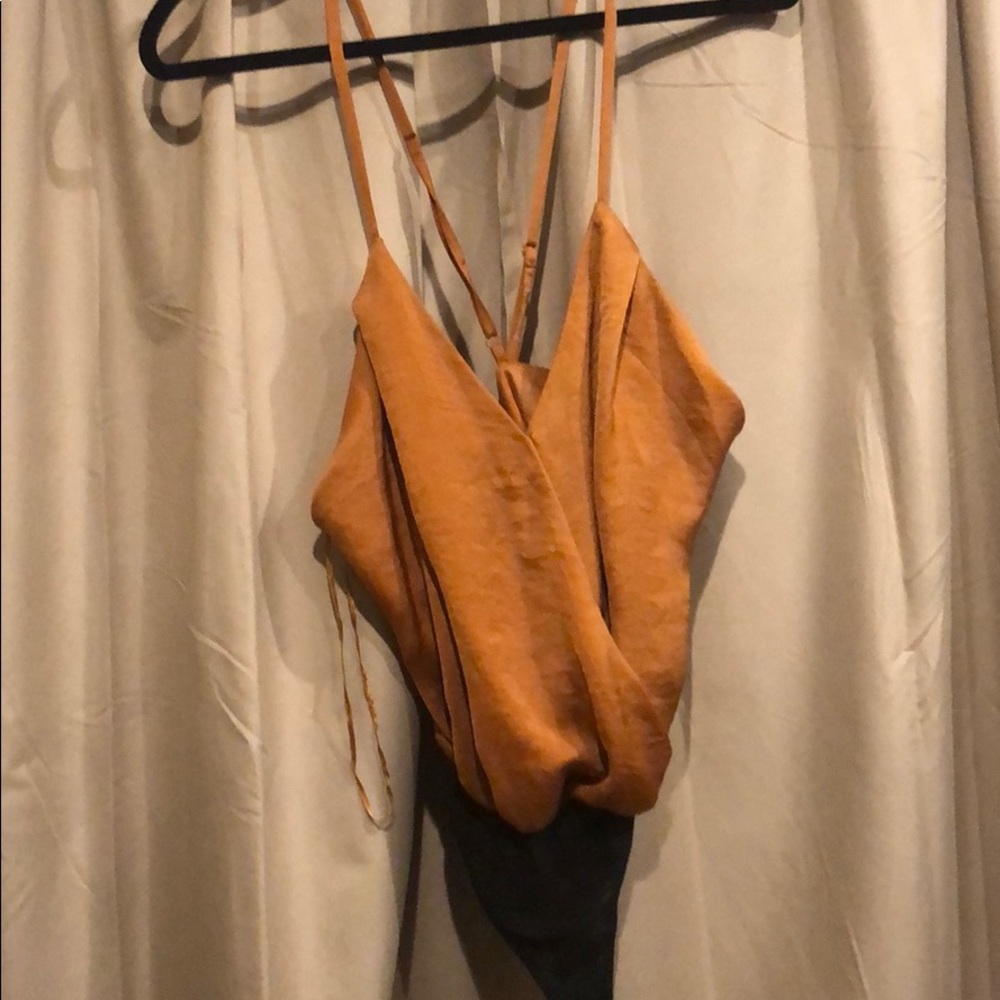 sexy silk body suit with deep v cut